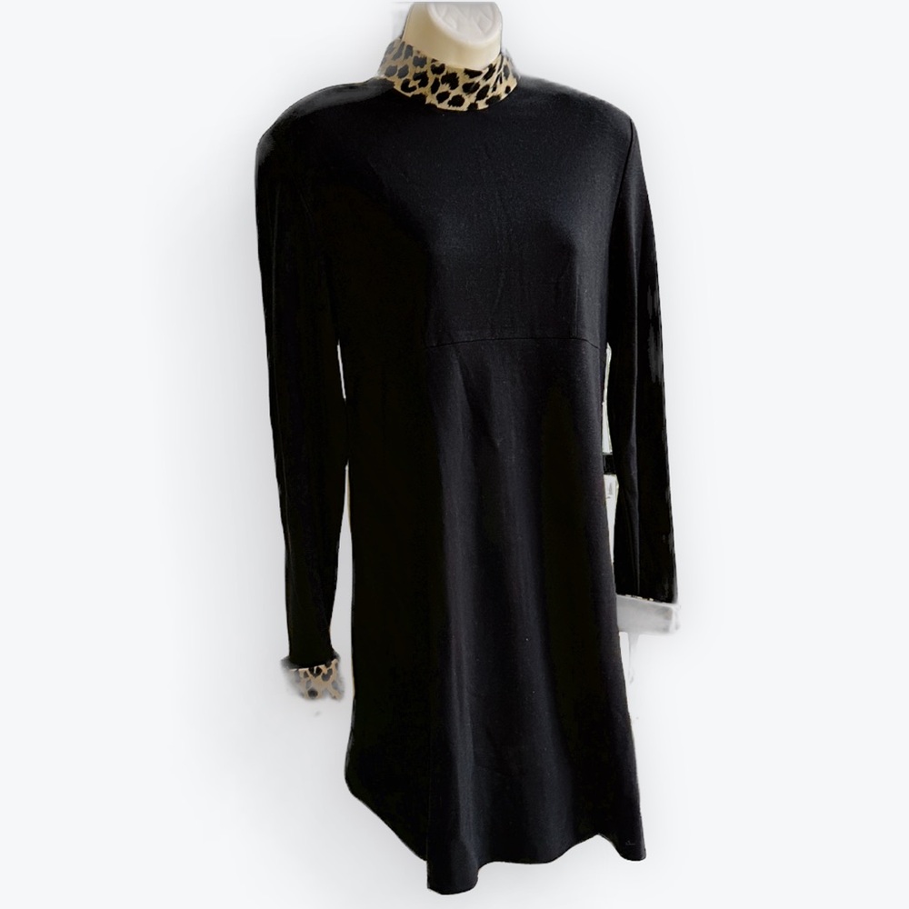 Vintage Mobwife Downtown Romantic Velvety Cheetah Trim “Little Black Dress” ~ 6